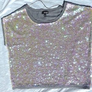 Gray Sequin Tank Top Thin Sweater